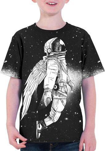 Asylvain Boys Girls Shirts Short Sleeve 3D Print Funny Colorful Tee Shirts for Kids Size 6-16 in Kuwait