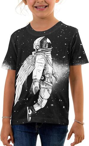Asylvain Boys Girls Shirts Short Sleeve 3D Print Funny Colorful Tee Shirts for Kids Size 6-16 in Kuwait