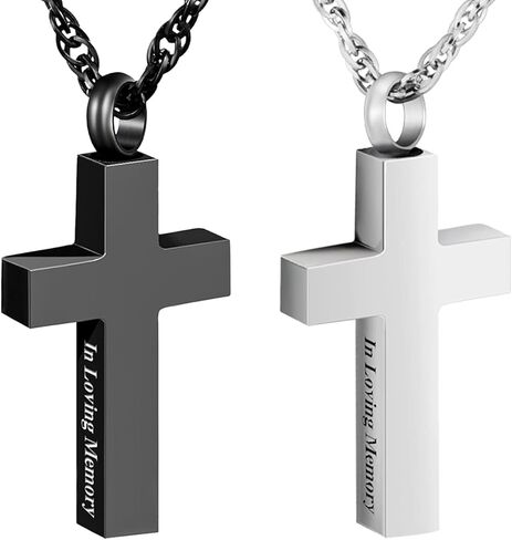 مجموعة قلادة الصليب جرة من 2، مجموعة قلادة حرق الجثث المصنوعة من الفولاذ المقاوم للصدأ، قطعتين من قلادة لمجوهرات حرق الرماد البشري للرجال والنساء في الذاكرة المحبة in Kuwait