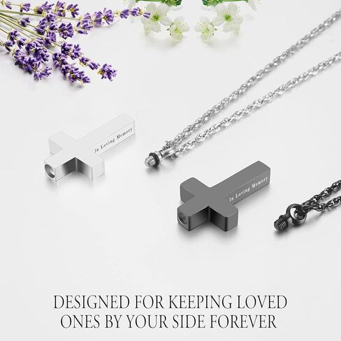 مجموعة قلادة الصليب جرة من 2، مجموعة قلادة حرق الجثث المصنوعة من الفولاذ المقاوم للصدأ، قطعتين من قلادة لمجوهرات حرق الرماد البشري للرجال والنساء في الذاكرة المحبة in Kuwait