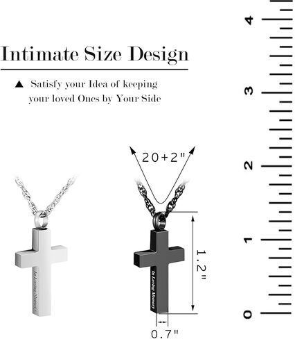 مجموعة قلادة الصليب جرة من 2، مجموعة قلادة حرق الجثث المصنوعة من الفولاذ المقاوم للصدأ، قطعتين من قلادة لمجوهرات حرق الرماد البشري للرجال والنساء في الذاكرة المحبة in Kuwait