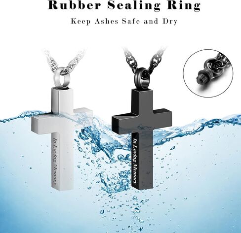 مجموعة قلادة الصليب جرة من 2، مجموعة قلادة حرق الجثث المصنوعة من الفولاذ المقاوم للصدأ، قطعتين من قلادة لمجوهرات حرق الرماد البشري للرجال والنساء في الذاكرة المحبة in Kuwait