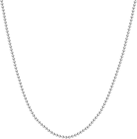 Savlano 925 Sterling Silver Italian Solid Bead Ball Dog Tag Chain Necklace Comes With Gift Box for Women & Men - Made in Italy in Kuwait