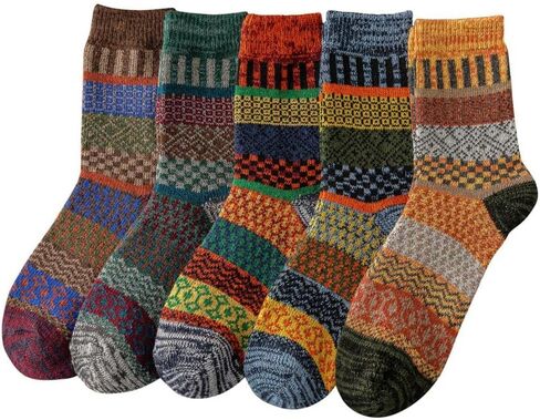 TAXCAIX 5 Pack Winter Socks For Women Knitted Socks Thick Warm Soft ouple Socks Free Size 6-11 in Kuwait