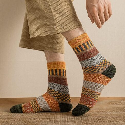 TAXCAIX 5 Pack Winter Socks For Women Knitted Socks Thick Warm Soft ouple Socks Free Size 6-11 in Kuwait