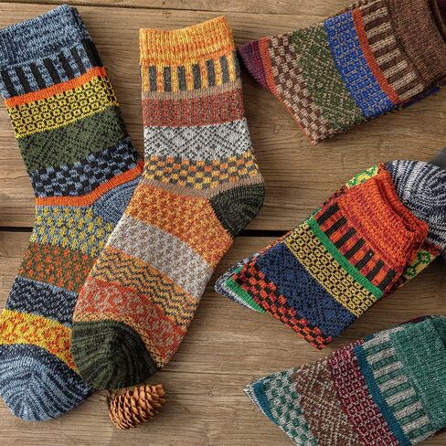 TAXCAIX 5 Pack Winter Socks For Women Knitted Socks Thick Warm Soft ouple Socks Free Size 6-11 in Kuwait