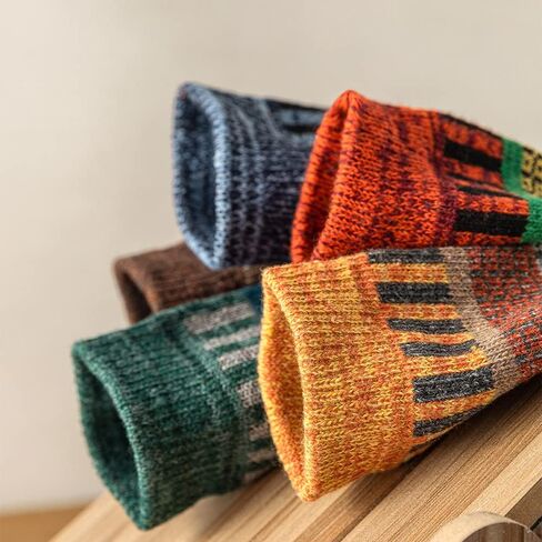 TAXCAIX 5 Pack Winter Socks For Women Knitted Socks Thick Warm Soft ouple Socks Free Size 6-11 in Kuwait