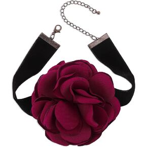 Dtja Vintage Rose Flower Choker Necklace for Women Girls Gothic Black Velvet Ribbon Camellia Blossom Charm Chain Adjustable Comfort Fit Retro Wedding Mother's Day Costume Party Jewelry in Saudi Arabia