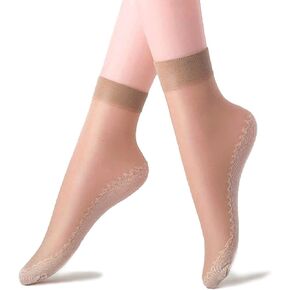 TeenFighter 10 Pairs Silky Nylon soft & breathable Ankle Socks for Girls, Cotton Sole Thin Elastic Socks for Women