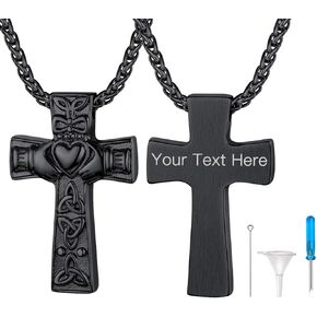 Richsteel Urn Necklaces for Ashes for Women Men Cremation Pendant Necklace for Ashes Dog/Cross Stainless Steel Memorial Jewelry in Saudi Arabia