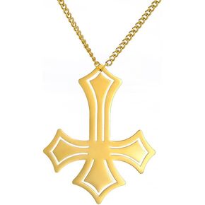 EUEAVAN Stainless Steel Inverted Cross Pendant Necklace Diamond-Trimmed Inverted Cross Pendant Necklace Classic Cross Pendant Necklace Satanic Jewelry Religious Necklace