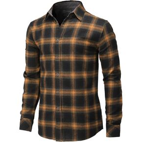 H2H Men's Casual Shirt Long Sleeve Classic Woven Shirt Thermal Shirt