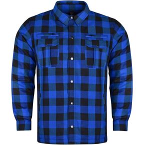 Men's Armored Checkered Flannel Biker Shirt, Multiple Waterproof Storage Pockets