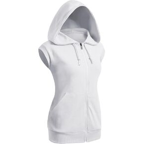 CLOVERY Women's Sleeveless Hoodies Basic Hoodie Zip Up