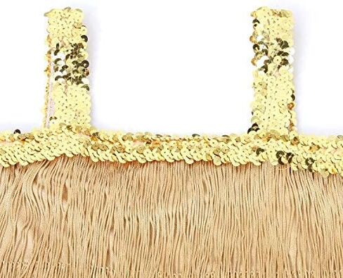 Leadtex Girl's 20s Flapper Dresses Costume Dress Childrens Party Fringed Dresses with Feather Headband,Size S,M,L,XL in Saudi Arabia