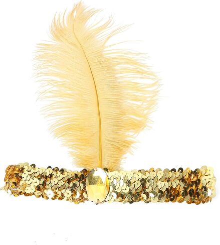 Leadtex Girl's 20s Flapper Dresses Costume Dress Childrens Party Fringed Dresses with Feather Headband,Size S,M,L,XL in Saudi Arabia