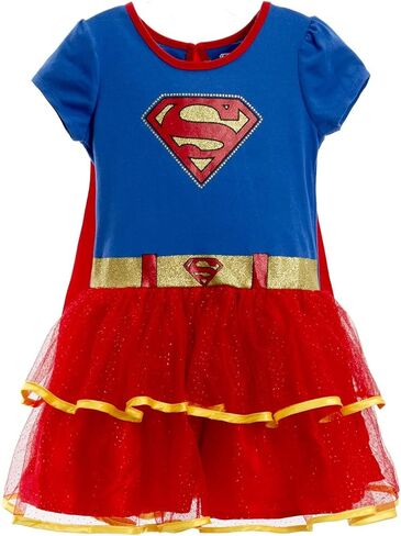 وارنر بروس دوري العدالة Supergirl باتجيرل فستان مُصمم حسب الطلب طماق الرأس وعصابة الرأس 4 قطعة مجموعة من حديثي الولادة إلى طفل كبير in Saudi Arabia