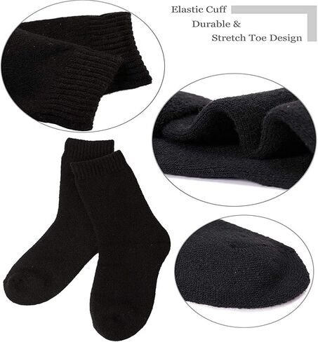 Womens Super Thick Wool Socks - Soft Warm Comfort Casual Crew Winter Socks (Pack of 3-5), Multicolor in Kuwait