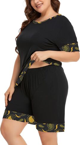 ZERDOCEAN Women's Plus Size Soft Sleepwear Pajamas Set Short Sleeve Tops with Shorts Nightwear Pj Lounge Sets in Kuwait