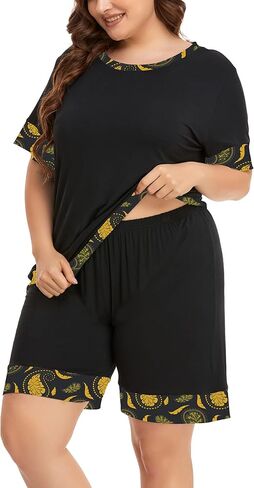 ZERDOCEAN Women's Plus Size Soft Sleepwear Pajamas Set Short Sleeve Tops with Shorts Nightwear Pj Lounge Sets in Kuwait