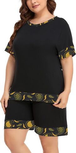 ZERDOCEAN Women's Plus Size Soft Sleepwear Pajamas Set Short Sleeve Tops with Shorts Nightwear Pj Lounge Sets in Kuwait