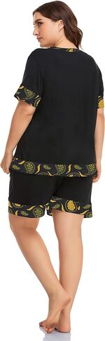 ZERDOCEAN Women's Plus Size Soft Sleepwear Pajamas Set Short Sleeve Tops with Shorts Nightwear Pj Lounge Sets in Kuwait