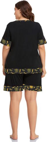ZERDOCEAN Women's Plus Size Soft Sleepwear Pajamas Set Short Sleeve Tops with Shorts Nightwear Pj Lounge Sets in Kuwait