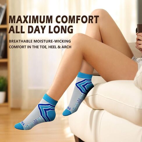 NEWZILL Ankle Compression Socks for Men & Women, Cushioned Low Cut Compression Running Socks with Ankle Support in Kuwait