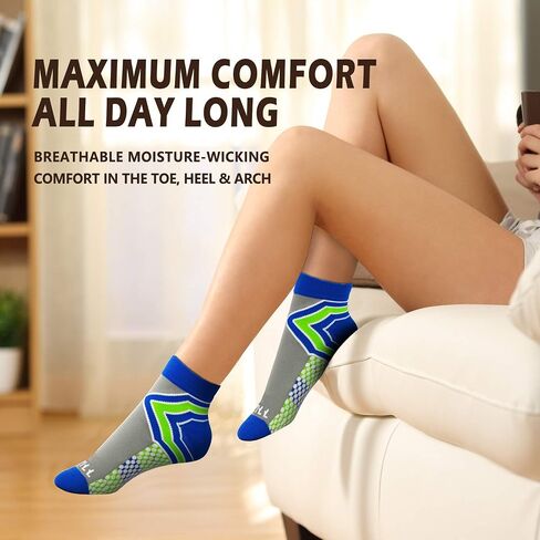 NEWZILL Ankle Compression Socks for Men & Women, Cushioned Low Cut Compression Running Socks with Ankle Support in Kuwait