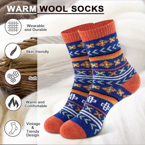 eallco Wool Socks Women Winter Warm Socks Thermal Thick Cozy Crew Socks for Womens Gifts 5 Pairs in Saudi Arabia