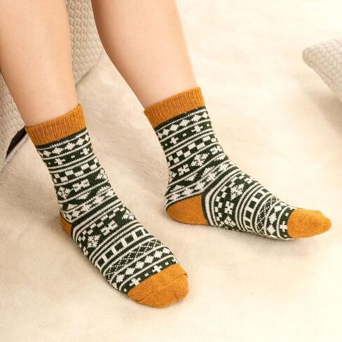 eallco Wool Socks Women Winter Warm Socks Thermal Thick Cozy Crew Socks for Womens Gifts 5 Pairs in Saudi Arabia
