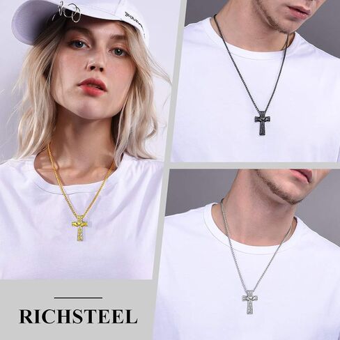 Richsteel Urn Necklaces for Ashes for Women Men Cremation Pendant Necklace for Ashes Dog/Cross Stainless Steel Memorial Jewelry in Kuwait