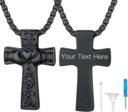 Richsteel Urn Necklaces for Ashes for Women Men Cremation Pendant Necklace for Ashes Dog/Cross Stainless Steel Memorial Jewelry in Kuwait