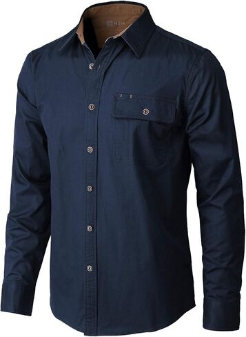 H2H Men's Casual Shirt Long Sleeve Classic Woven Shirt Thermal Shirt in Kuwait