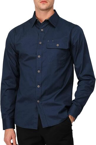 H2H Men's Casual Shirt Long Sleeve Classic Woven Shirt Thermal Shirt in Kuwait