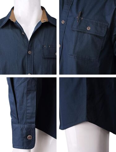 H2H Men's Casual Shirt Long Sleeve Classic Woven Shirt Thermal Shirt in Kuwait