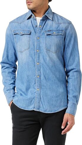 قميص G-Star Raw للرجال 3301 من قماش الدنيم الغربي بأكمام طويلة وقصة ضيقة in Saudi Arabia