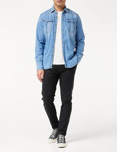 قميص G-Star Raw للرجال 3301 من قماش الدنيم الغربي بأكمام طويلة وقصة ضيقة in Saudi Arabia