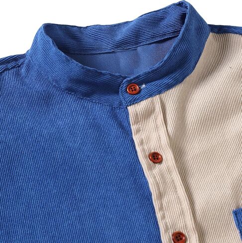 Floerns Men's Corduroy Color Block Shirt Tops Short Sleeve Button Front Shirts in Saudi Arabia