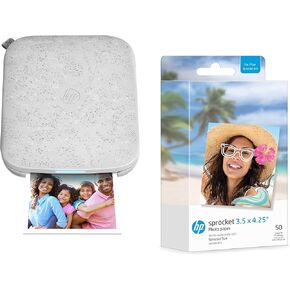HP Sprocket 3x4 Instant Photo Printer – Wirelessly Print 3.5x4.25" Photos on Zink Paper + HP Sprocket 3.5 x 4.25" Zink Sticky-Backed Photo Paper (50 Pack) Compatible w/HP Sprocket 3x4 Photo Printer in Saudi Arabia