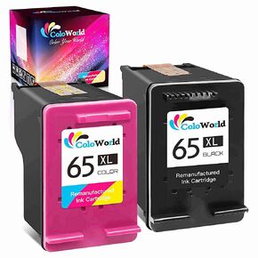 خرطوشة حبر كولور ورلد 65XL ريمان قابلة للاستبدال ل 65XL 65 XL متوافقة مع انفي 5055 5020 ديسك جيت 2622 3755 2655 3758 3720 3721 3730 3732 3752 2624 AMP 100 (1 أسود، 1 ثلاثية الألوان) in Kuwait