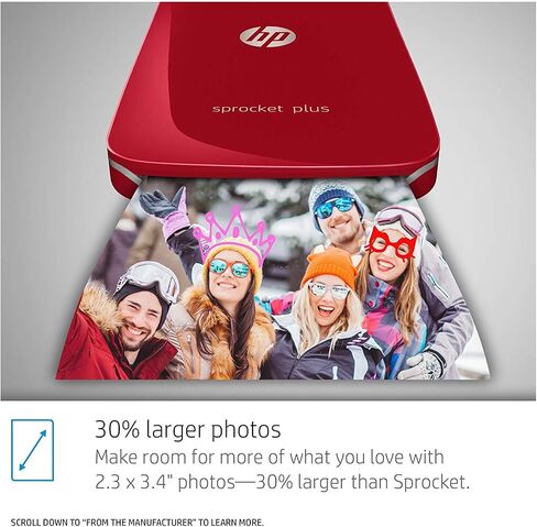 طابعة الصور الفورية HP Sprocket 3x4 - طباعة صور مقاس 3.5x4.25 بوصة لاسلكيًا على ورق Zink من أجهزة iOS وAndroid in Kuwait