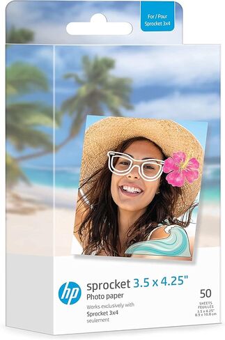 HP Sprocket 3x4 Instant Photo Printer – Wirelessly Print 3.5x4.25" Photos on Zink Paper + HP Sprocket 3.5 x 4.25" Zink Sticky-Backed Photo Paper (50 Pack) Compatible w/HP Sprocket 3x4 Photo Printer in Kuwait