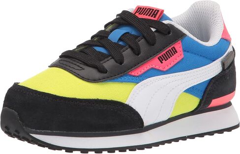 Puma Future Rider Play On Sneaker Black-Yellow Glow-Ultra Blue, 4 US Unisex Big Kid in Saudi Arabia