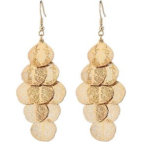 Rofeego 18k Gold Plated Layered Circle Leaf Chandelier Dangle Drop Earrings –Boho Lightweight Filigree Earring in Saudi Arabia