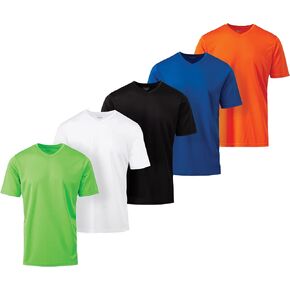 Mens Active T-Shirt - Quick-Dry Athletic Workout Training Stretch V-Neck Short Sleeve Top 5 Pack