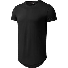 LETAOTAO Long Shirts for Men Hip Hop Shirts Longline Tie Dye Shirts Hipster Gym T Shirts Scallop Tee(Regular&Big and Tall)