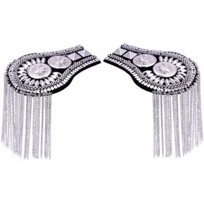 YADIRF 2 Pcs Vintage Tassel Link Chain Epaulet Shoulder Boards Badge Brooch For Men Women Uniform Epaulettes Accessories