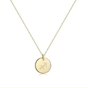 Befettly Constellation Necklace Pendant 14K Gold-Plated Hammered Round Disc Engraved Zodiac Sign Pendant 16.5’’ Adjustable Dainty Necklace in Saudi Arabia
