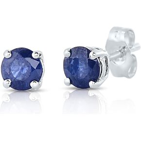 KOKAV 14K White/Yellow Gold Genuine Ruby/Sapphire 4mm Round Stud Earrings in Kuwait
